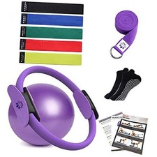 Pilates Ring Circle Set - Workout at Home Workout Equipment Women - Purple