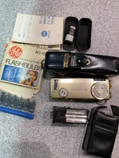 Vintage Minolta-16 MG Subminiature Gold  Camera with Original Flash Free Ship