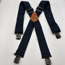 Duluth Trading Co Mens Elastic Y-Back Suspender Blue Leather Brass Adjust Work