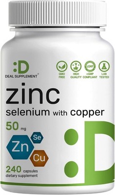 Deal Supplement Zinc 50mg with Selenium + Copper, 240 Capsules, 8 Month... 