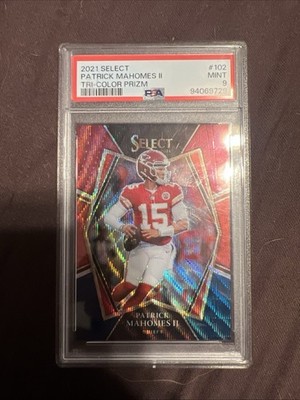 PSA 9 2021 Select Premier Level Patrick Mahomes II #102 Tri-Color Prizm /199