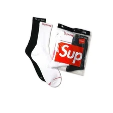 SUPREME/Black and white socks/Two pairs of packaging/Genuine/New brand