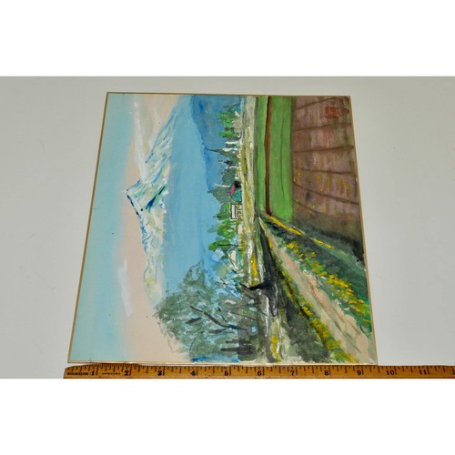 4 Shikishi Paintings on Art Board, Japanese Landscape Paintings for Framing - Picture 10 of 10
