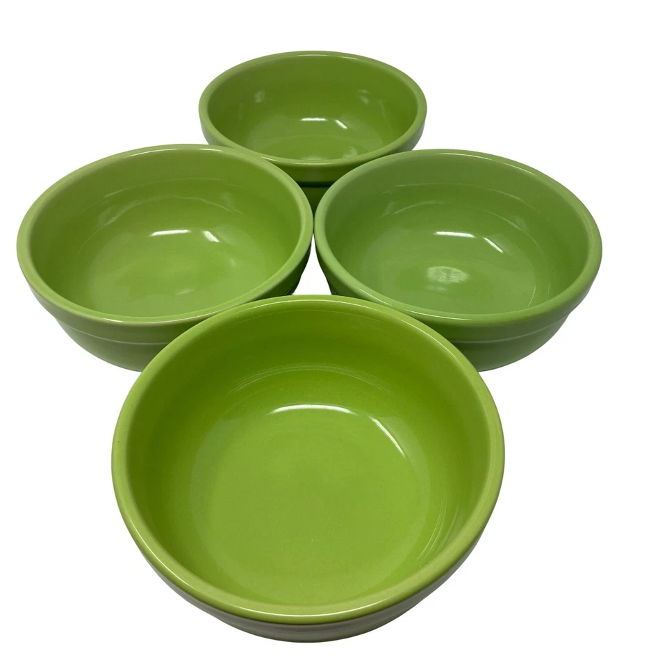 Culinary Arts CAFEWARE 6” tigela de cereais de porcelana HTF cor verde limão conjunto de 4  - Imagem 4 de 4