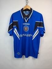 Manchester United Football Shirt 1996/97 Third Kit Blue Size Adult L Umbro