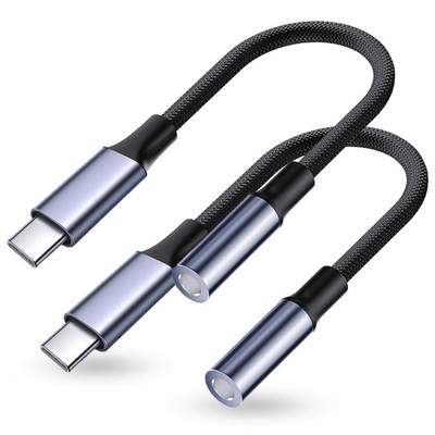 JHAOUS USB Type C to 3.5mm Headphone Jack Adapter, (2-Pack) C Aux Grey