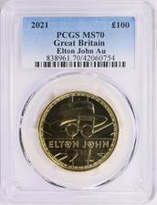Great Britain 2021 1 Oz Gold Coin £100 British Music LegendsElton John PCGS MS70