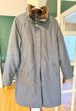 Loro Piana Men’s Zelander Storm System Coat Castorino Fur Collar Grey Size 46