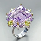 Fine Art 30 ct Natural Amethyst Ring 925 Sterling Silver Size 7.5 /R463622