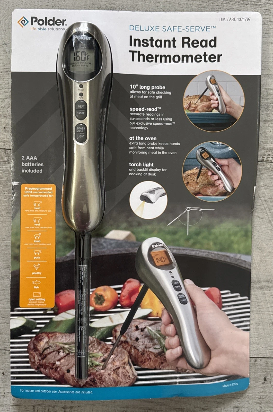 Polder, Deluxe Safe-Serve Instant Read BBQ Meat Thermometer Grill Oven #9