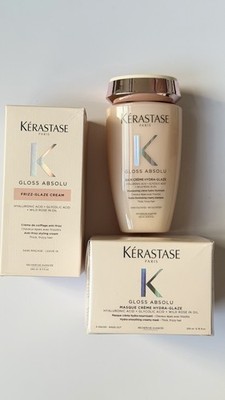NEW Kérastase Gloss Absolu Hair Care Set Shampoo + Frizz Glaze Cream + Hair Mask