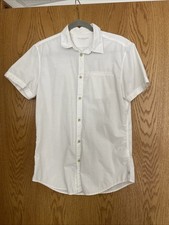 Calvin Klein Jeans Mens White Short Sleeve Button-Down Shirt Size S