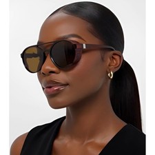 Round Aviator Sunglasses Classic Women Designer Style Festival Hiphop Brown Lens