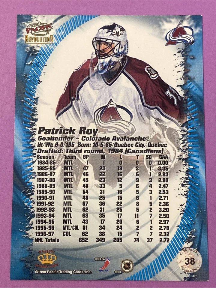 1997-98 Pacific Revolution Silver #38 Patrick Roy Rare Parallel SP Colorado - Image 2 of 2