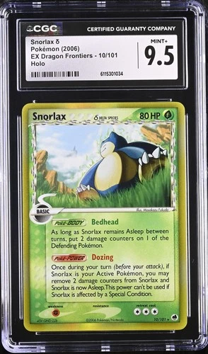 CGC 9.5 MINT+ Snorlax 2006 EX Dragon Frontiers 10/101 Holo Pokemon Card