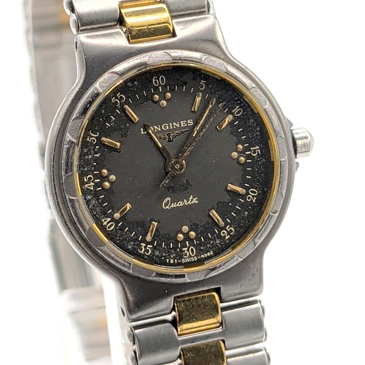 GIVENCHY LONGINES  YSL カフス タイピン Longines Conquest Titanium Model Depose Watch QZ Mens Gold Vintage