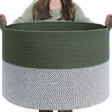 INDRESSME XXXLarge Woven Rope Blanket Basket Living Room