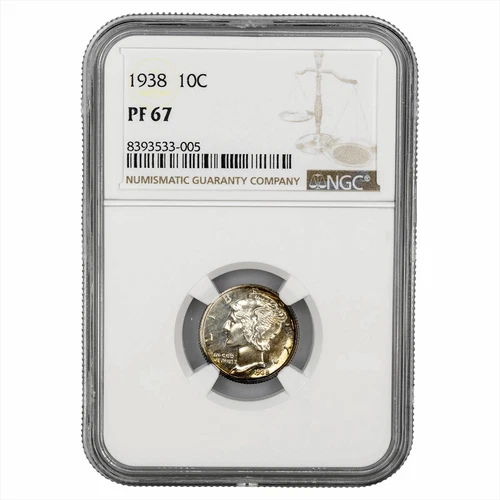 1938  Mercury Dime 10C NGC PF 67