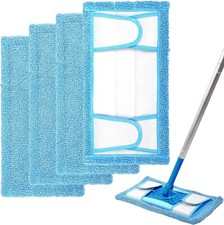 Reusable Mop Pads for Flash Speedmop Heavy Duty Microfibre Wet 4 Pack, Blue