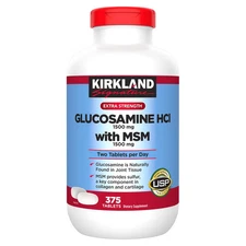 Kirkland Signature Glucosamine Extra Strength HCI 1500mg with MSM 375 Tablets