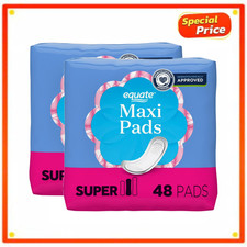 2 Pack Equate Maxi Pads Super Protection Unscented Compare to Stayfree 48 Count