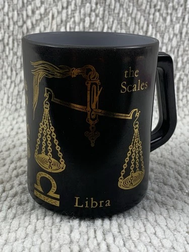 Vtg MCM Federal Glass Zodiac Libra Mug Sept-Oct Astrology Horoscope Coffee Cup