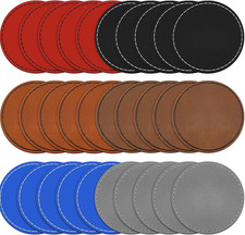 30 Pcs Blank Leather Hat Patches with Adhesive 2.5 Inch round Laserable Leathere
