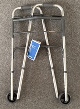 ProBasics Adult Dual 2-Button Folding Walker 5" Wheels WKAAW2B Open Box
