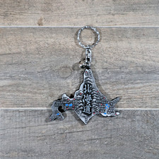 Metal Hokkaido Japan Shaped Keychain Silver Tone Inscribed Landmarks Souvenir