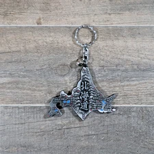 Metal Hokkaido Japan Shaped Keychain Silver Tone Inscribed Landmarks Souvenir
