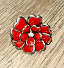 Silver Tone Red Layered Flower Rhinestone Center Vintage Ring Stretch 1 1/4” — photo 1