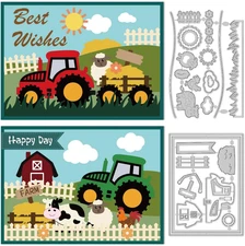 Farm Tractor Cutting Dies Card Making Die Stencil Farm Animal Metal Card Die Cut