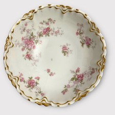 Antique Haviland  Co Limoges France Porcelain Bowl 5  Pink Roses Gold 1900-1919