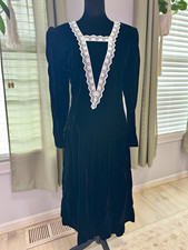 Perspective Black/White Midi Sheath Dress V-Neck Long Sleeve Women’s Size S