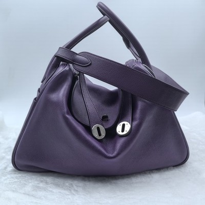 HERMES バングル purple color Authentic Hermes Lindy 26 Bag Purple Clemence Leather Silver