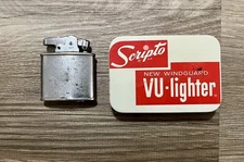 Vintage Scripto VU-Lighter With Tin Box-Lighter-Sack and Instructions Untested