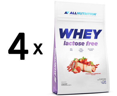 4 x Allnutrition Whey Lactose Free, Strawberry Cheesecake - 700g (64,28 EUR/kg)