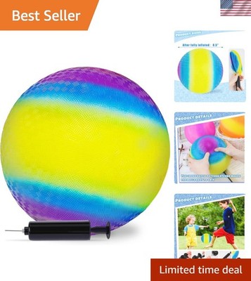 Playground Ball with Pump - 8.5Inch Rubber Inflatable Rubber Bouncy Balls, Ki...