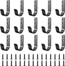 15-Pack Black Metal Wall Mount Hooks for Hanging Coats Towel