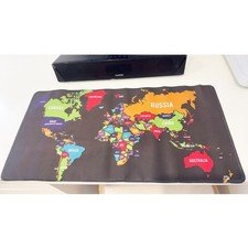 23.6"x11.5" Colorful World Map Large Gaming Mouse Pad Non-Slip Desk Keyboard Mat