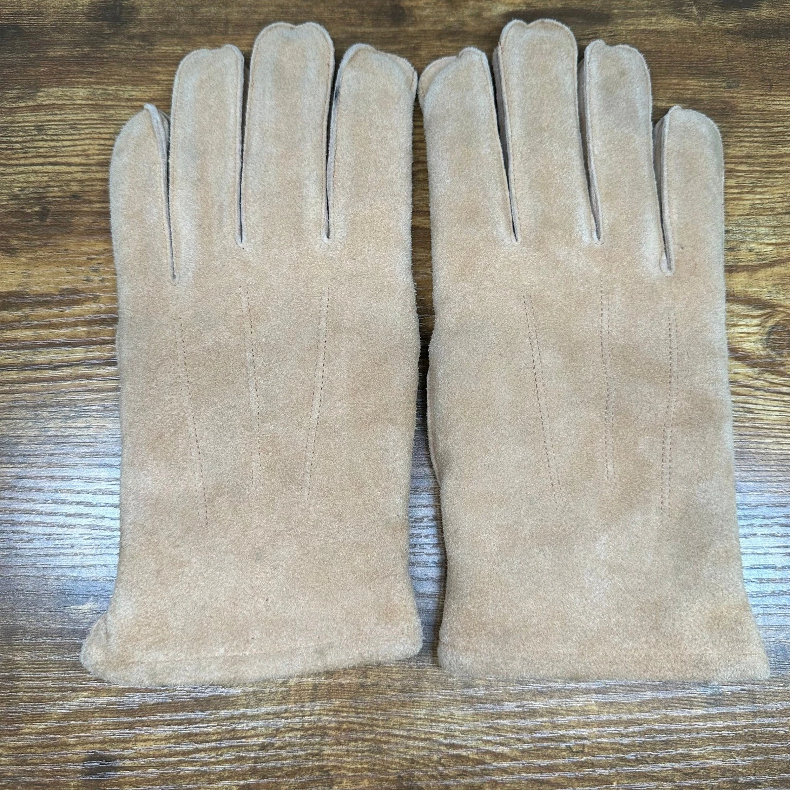 Mens Tan Genuine Leather Suede Gloves Sherpa Lined Winter Warm Large