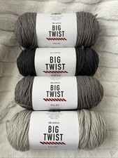 BIG TWIST VALUE YARN LOT OF 4 SKEINS MEDIUM GRAY SOFT GREY CHARCOAL TITANIUM