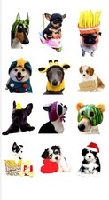 Funny Dog Sticker Sheet Cute Puppy Meme Costume Hat Food Animal Vinyl Decals