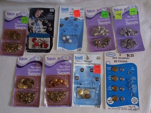 9 Packages Vintage Snap Fasteners--Decorative & Plain--Indian Head & Pearl +++