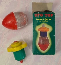 Vintage UFO Spinning Top w/ Box - Plastic Launcher Spaceship Toy * Read
