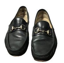 Gucci Horsebit Leather Loafers Size 9D Black Italy Men Vintage