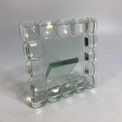 Vintage Photo Frame Hollywood Regency Heavy Glass Block Easel Type 3 in  x 3 in