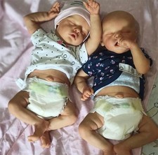 Lifelike Reborn Baby Dolls Twins Newborn Girls 18 Inch Full Body Silicone Rea