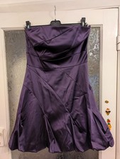 Coast Purple Sleeveless Satin Feel Knee Length Bubble Hem Dress UK 12