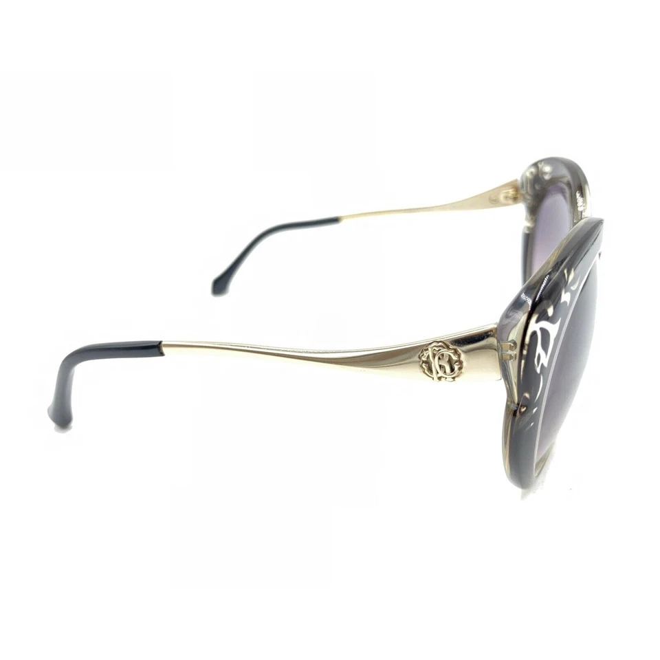 Roberto Cavalli Homam 900S 01B Black Gold Sunglasses Brown Lens 55-18 135 Italy - Image 4 of 4